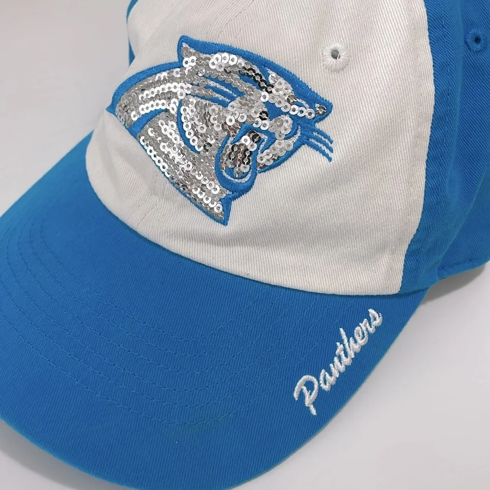 NFL Team Apparel one size adjustable Carolina Panthers‎ sequin baseball hat.